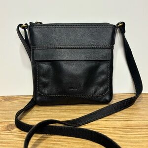 Fossil Aida Small Black Leather Crossbody
